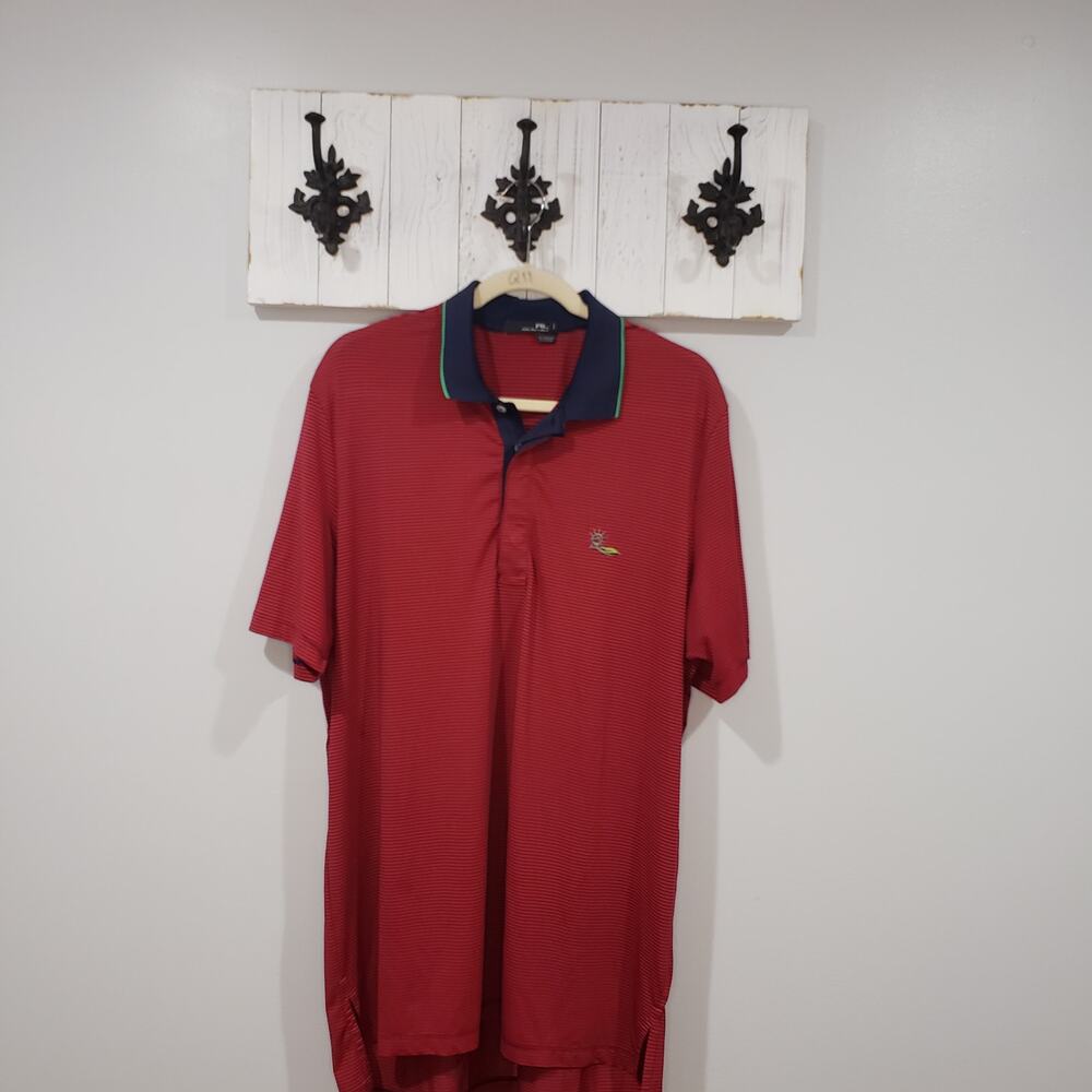 Ralph Lauren RLX Golf Polo Mens L Liberty National Golf Club Red Performance